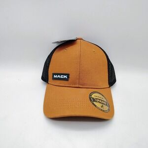 Mack Trucks Mesh Trucker Hat Brown Black Xpand Curved Brim One Size